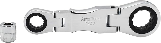 Astro Tools 78301 Stubby Ratcheting Flex Head Double Box End Wrench for Nano Sockets