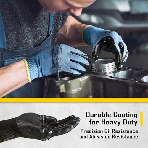 COOLJOB 10/20 Pair Safety Work Gloves for Men Women Non-slip, Nitrile Rubber Coated Working Garden Yard Gloves Bulk with Grip