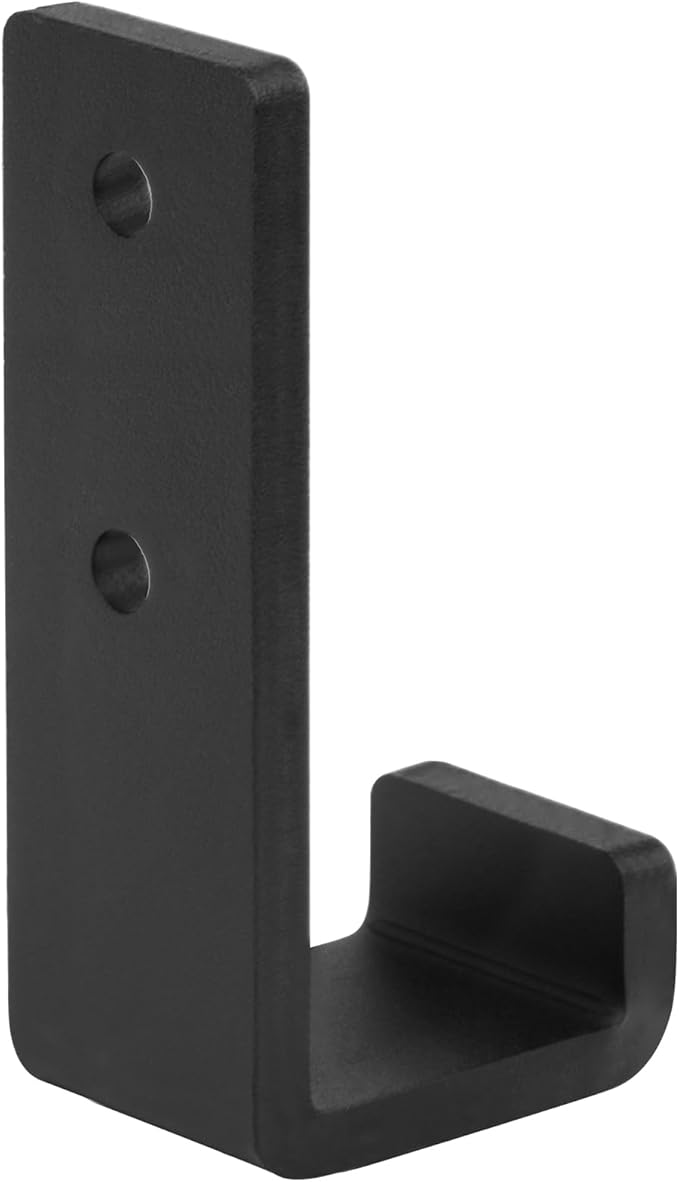 2 Pack Extra Large Black Steel J Hook, 8" Height x 3-7/8" Inner Width Heavy Duty Wall Mount Utility Hook for Hanging Gym Barbell, Garage, Load 330 lbs, 1/4" Thick