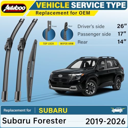 AUTOBOO Silicone Windshield Wiper Blade Replacement for Subaru Forester