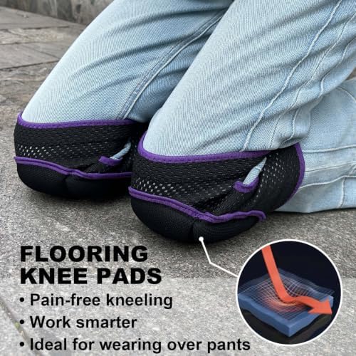 Gardening Knee Pads for Women Mens, Breathable Adjustable, Purple L, 1 Pair
