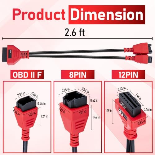 12+8 Pin Connector to OBD2 Adapter, 2.6FT Secutiry Gateway Bypass Cable