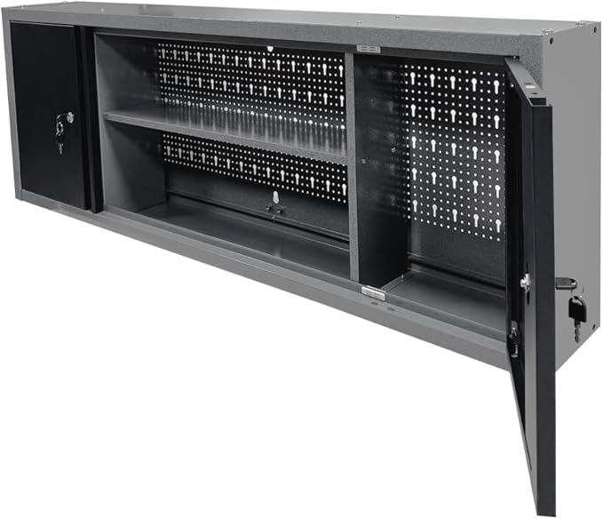 JZD Metal Wall Mount Cabinet with Two Lockable Doors & One Removable Shelf, 59" Large Durable Construction Cabinet for Workshop Storage Solutions