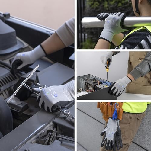 PROMEDIX P Nitrile Coated Work Gloves,MicroFoam Safety Work Gloves Men,Seamless Knit Nylon&spandex Gloves with Grip