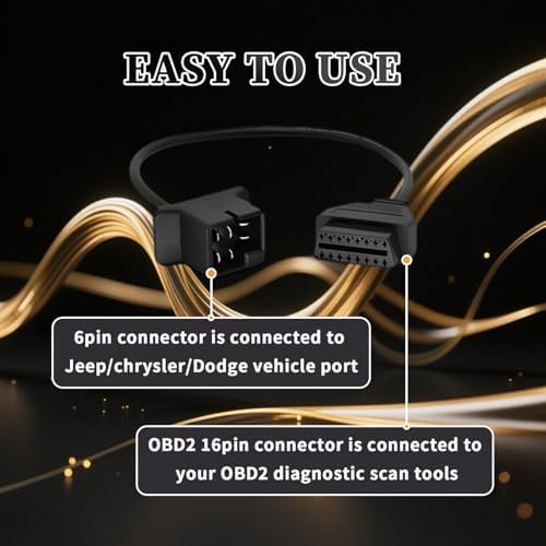 OBD1 to OBD2 Cable fit for Je-ep 6 Pin to 16 Pin OBD Diagnostic Adapter