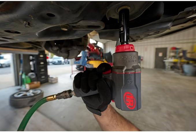 Ingersoll Rand 2236QPTIMAX DXS2 1/2" Air Impact Wrench, Quiet, 1500 ft-lb Torque, Titanium Hammercase, Pin Retainer, Pistol, Interchangeable Anvil, Multi-functional Tool