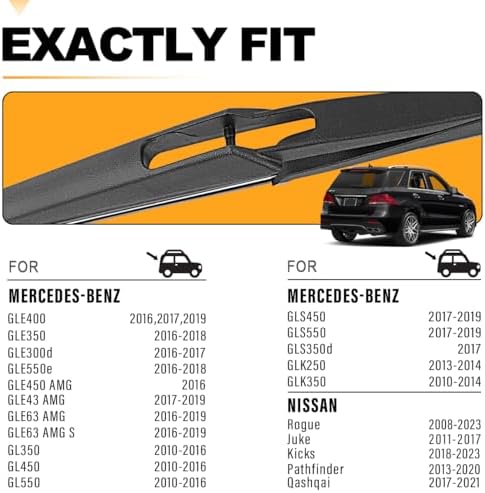 AUTOBOO 12" Rear Wiper Blade Replacement for Benz ML350 GL350 Nissan Rogue
