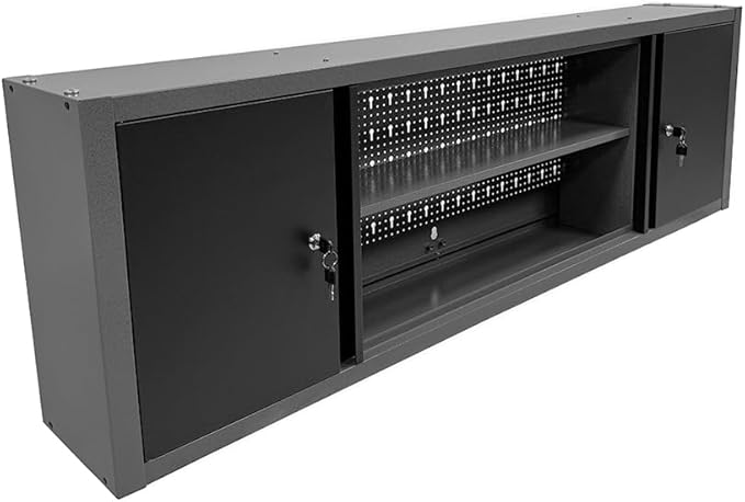 JZD Metal Wall Mount Cabinet with Two Lockable Doors & One Removable Shelf, 59" Large Durable Construction Cabinet for Workshop Storage Solutions