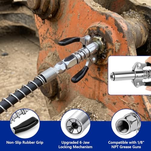 Grease Gun Tips, Quick Lock Grease Coupler Double Handles, 10Pcs
