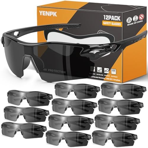 12 Pack Safety Glasses for Men, ANSI Z87.1 & UV Protective Eyewear