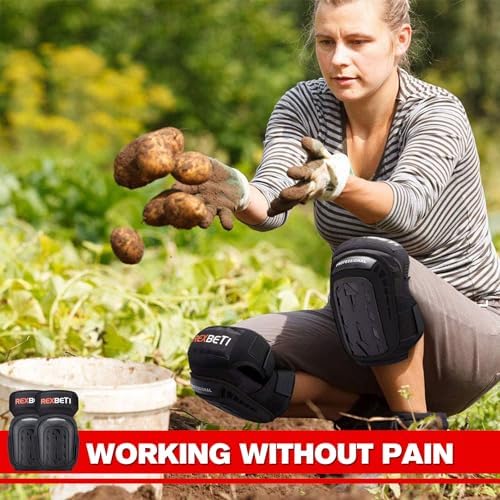 REXBETI Knee Pads for Men, Anti-slip Construction Gel Knee Pads for Work