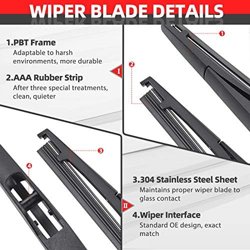 OTUAYAUTO Rear Windshield Back Wiper Arm Blade Set - Replacement for KIA Sportage 2011 2012 2013 2014 2015 2016 OE:988111H000