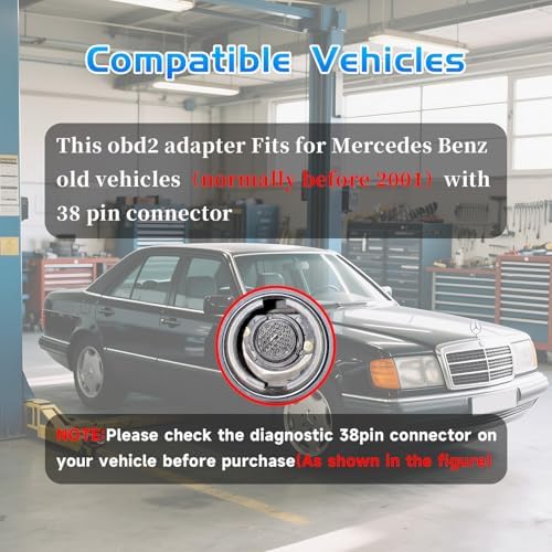 OBD2 to OBD1 Cable for MB Benz 38 Pin OBD2 Adapter Diagnostic Connector
