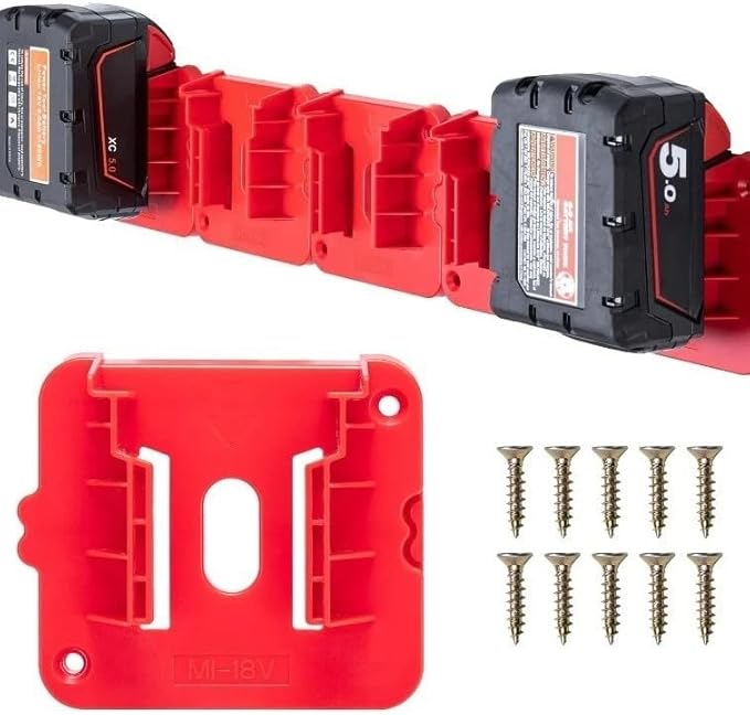 Tool Holders and Battery Holder for Milwaukee M18 18V bandsaw bracket 5pc Wall Mount mounting plate Hanger Battery 5pc Drill Tool Storage Shelf with Screws