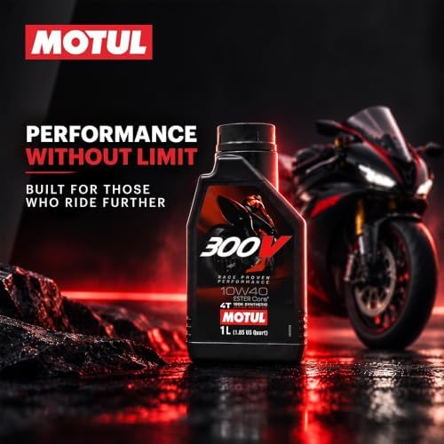 Motul 300V Factory Line Road Racing 10W40 4T Synthetic Racing Motor Oil with ESTER Core® Technology for Maximum Power and Protection 4L (5W40, 1L)