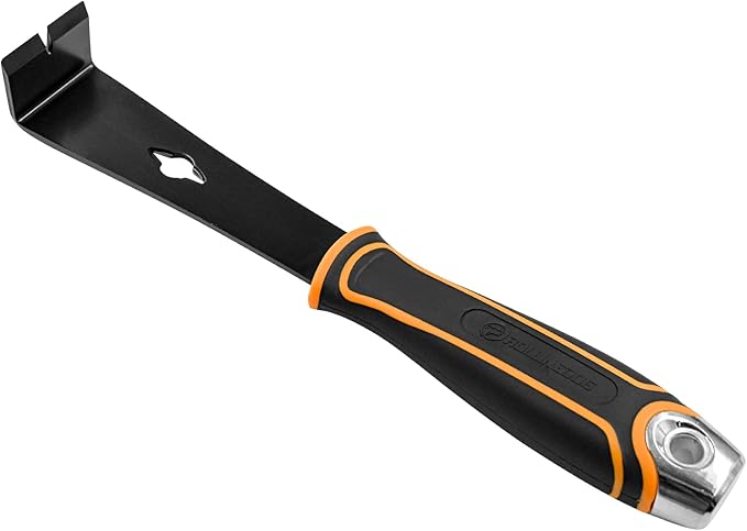 ROLLINGDOG 1.5" Small Pry Bar - Thin Flat Pry Bar for Trim Stainless Steel Mini Crowbar with Protective Coating, Dual Nail Slots, Chisel Head & Steel Striking Cap