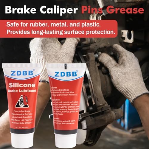 ZDBB Brake Silicone Grease Brake Caliper Guide Pin Lubricant High Temperature Caliper & Pad Lube, Waterproof, Safe for Rubber O-Rings Automotive Grease for Quiet & Smooth Braking 1oz (2-Pack)