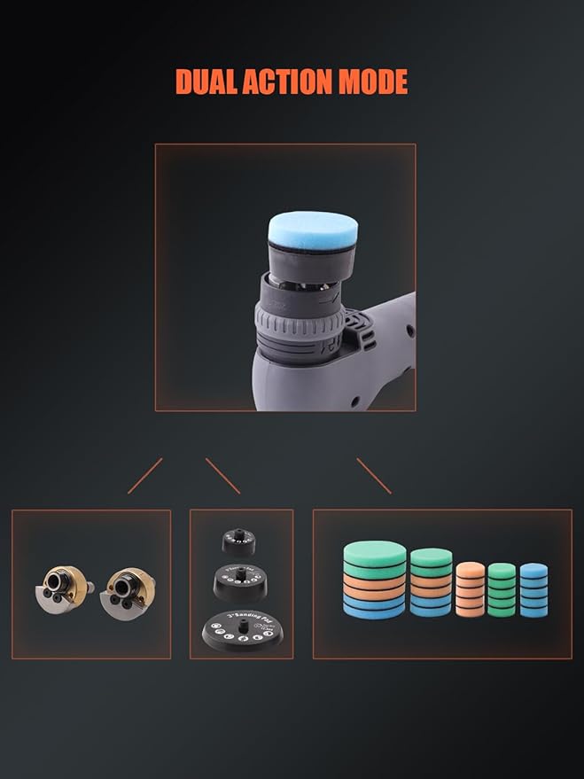 Cordless Mini Polisher, SPTA 12V Cordless Polisher for Detailed Polishing, Cordless Car Buffer Polisher, RO&DA Buffer Polisher with Mini Polishing Pads and Wool Pads for Polishing, Sanding, Cleaning