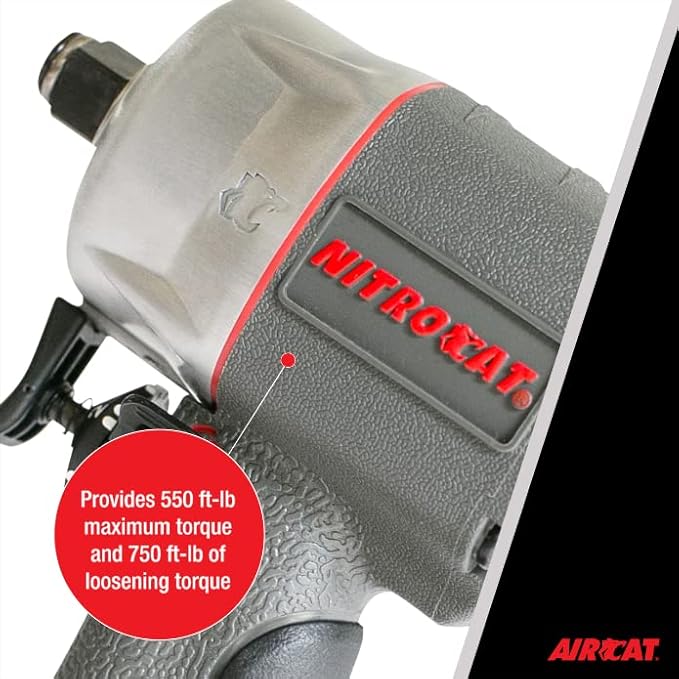AIRCAT Pneumatic Tools 1056-XL 1/2-Inch NITROCAT Composite Compact Impact Wrench : Low Weight Power Impact Wrench : Tool for Automotive Improvement & Maintenance