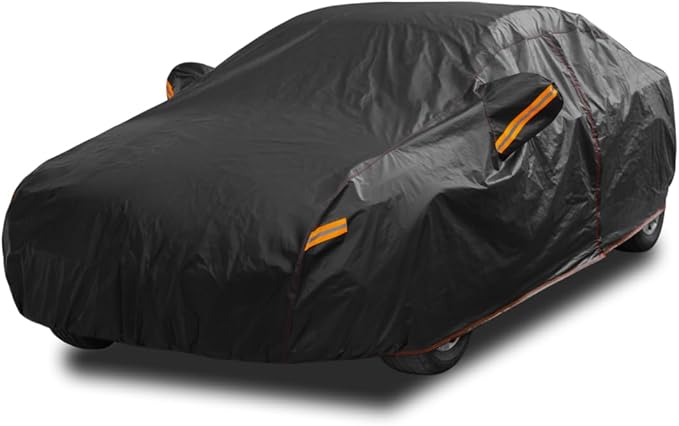 6 Layer Heavy Duty Car Cover Waterproof All Weather Protection with Cotton Liner, Universal Fit Nissan Versa, Hyundai Accent, Honda City Insight, Ford Escort Fiesta Sedan, Chevy Sonic Volt