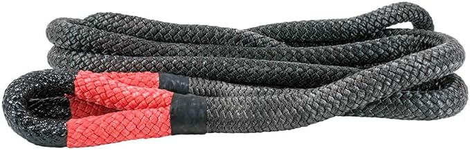 Mytee Products 7/8" x30' Kinetic Recovery Rope w/Velcro Strap & Tote Bag - 28,600 LBS Red & Black - Heavy Duty Kinetic Energy Tow Rope - Offroad Snatch Strap for Truck, SUV, UTV, ATV, Car, Tractor