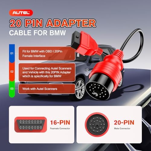 Autel Original 20 Pin to 16 Pin OBD2 Cable for BMW
