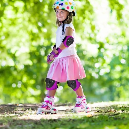 Kids/Youth Knee Pads Elbow Pads for 3-14Years Boys Girls 6 in 1 Kids Protective Gear Set Adjustable for Skating Cycling Bike Rollerblading Scooter Roller Skates