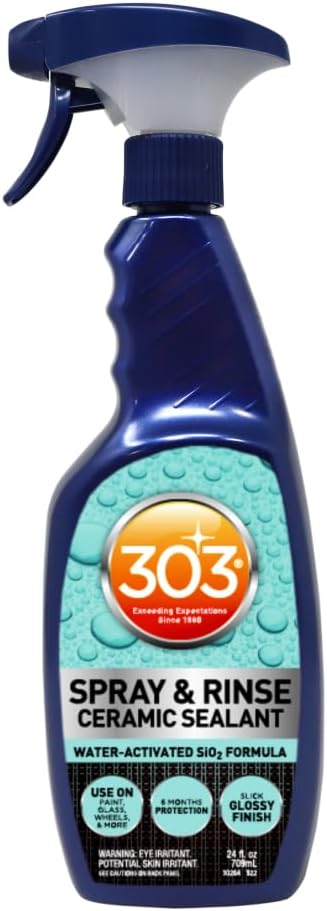 303 Products Spray & Rinse Ceramic Sealant – Quick Ceramic Coating – Water-Activated SiO2 Formula – 6 Months of Protection – Water Repellent Ceramic Spray – Easy to Use – 24 Oz (30264)