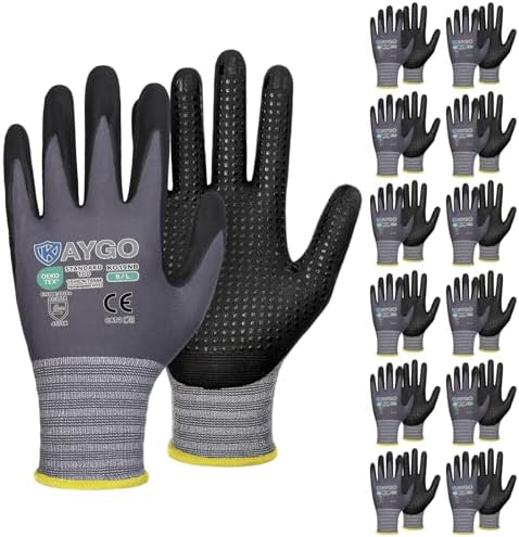 KAYGO MicroFoam Nitrile Coated Work Gloves, Non-Slip Micro-Dots, KG19N