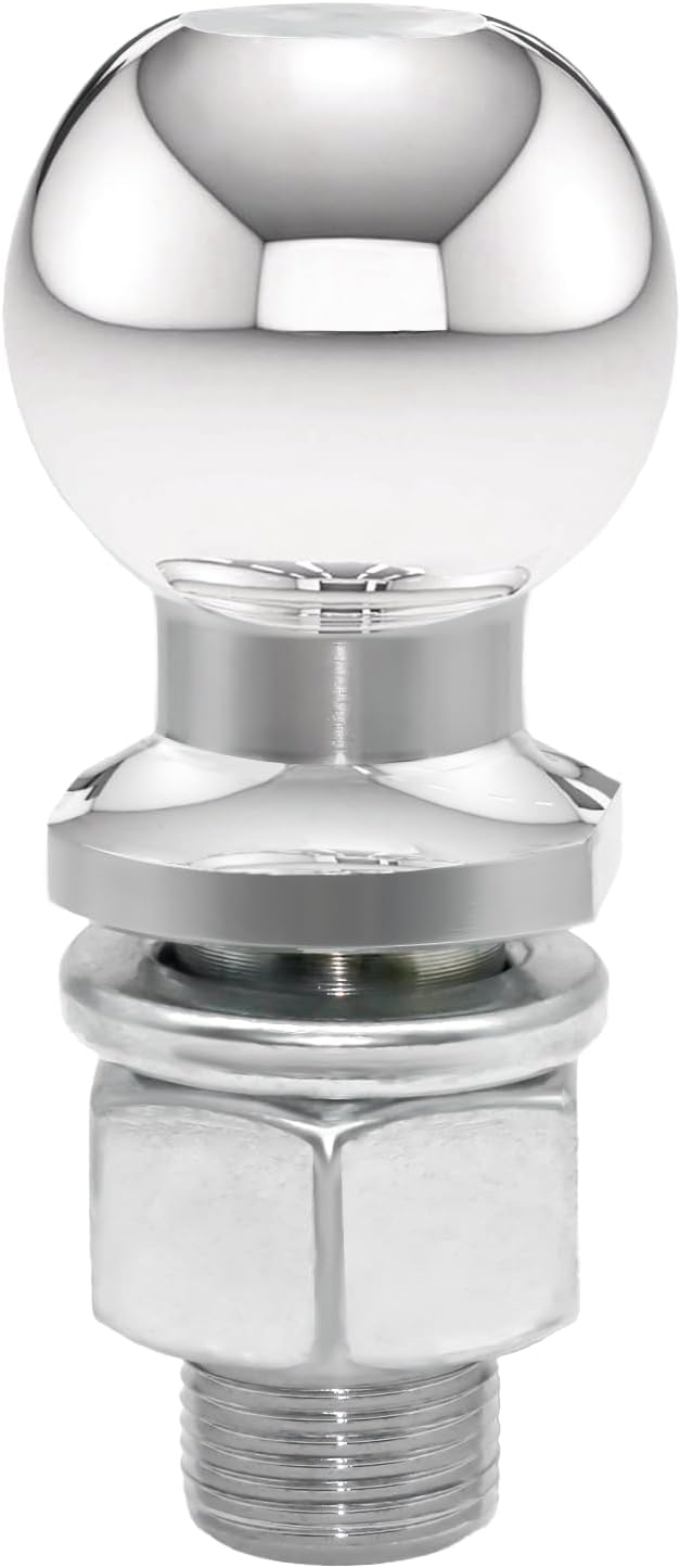 Trailer Hitch Ball 2-inch, 7,500LBS GTW and 750LBS TW, 1 x 2-Inch Shank, Fit 1-inch Hole, Tow Hitch Ball Fit for RV Towing, Motorcycles & Powersports