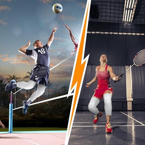 Basketball knee pads, compression leg covers for teenagers and adults, wrestling knee pads, football volleyball, pickleball, weightlifting (1 white long knee pad, X-Large)