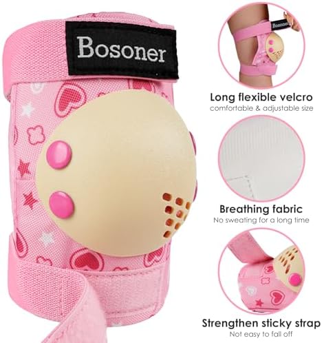 BOSONER Kids/Youth Knee Pad Elbow Pads for Roller Skates Cycling BMX Bike Skateboard Inline Rollerblading, Skating Skatings Scooter Riding Sports