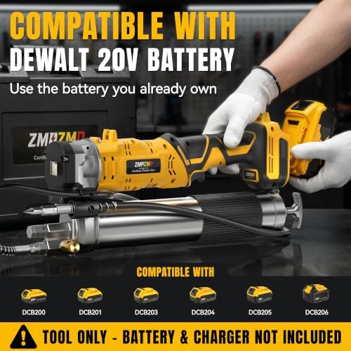 Cordless Grease Gun Compatible with DeWalt 20V Battery, 12000PSI Electric Grease Gun Kit, Dual Pistol & in-Line Grip, Grease Gun with 39" Hose & 4 Couplers (Tool Only)