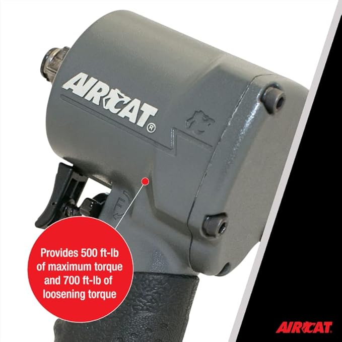 AIRCAT Pneumatic Tools 1057-TH: Stubby Impact Wrench 700 ft-lbs - 1/2-Inch