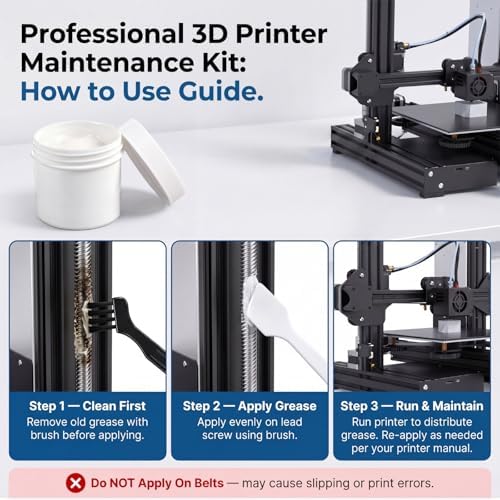 MTLEE 3D Printer Lithium Grease 50g Lubricant Printing Machine Lead Screw Gear Reduce Noise Rail Guide Metal Motor Track Linear Rods for Office Home Accessories Equipment