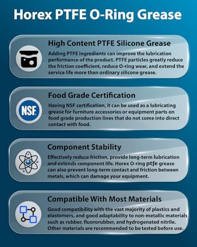 PTFE Silicone Grease O-Ring Food Grade Lubricant 1.76oz Faucet Valve Filter Ceramic Rubber Gasket Sealant Hose Waterproof Repair Supplies for Home Plumber Pool Bathroom Kitchen Garden Marine
