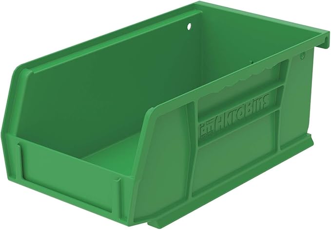 Akro-Mils 30220 AkroBins Plastic Storage Bins, Space-Saving Stackable Bins for Garage, Pantry, Craft Organization, 7" x 4" x 3", Green, 24-Pack