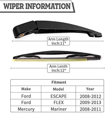 Rear Wiper Arm & Blade Kit for Ford Escape 2008-2012 FLEX 2009-2019