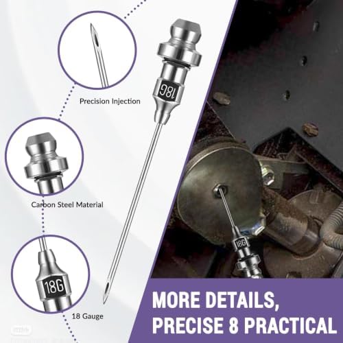 Grease Gun Tips Accessory 9PCS Kit, Includes 2pcs Grease Needle Dispenser, 2pcs Grease Needle Nozzles, Right Angle 90 Degree Grease Coupler Adapter, Coupler, 12 Inch Hose, Zerk Fitting Cleaner
