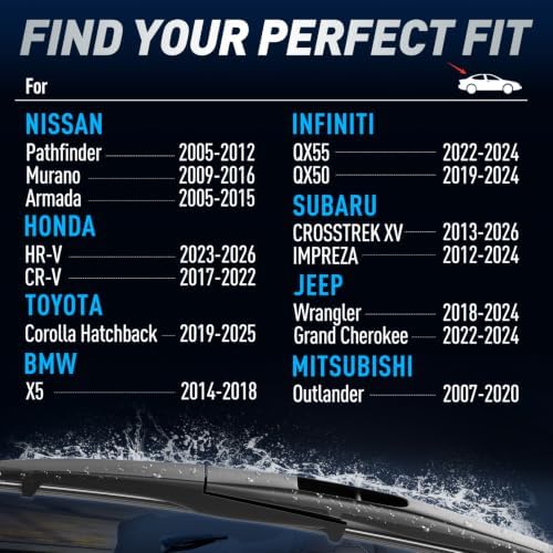 Rear Wipers for Honda CR-V 2017-2022/ Subaru Crosstrek 2013-2026