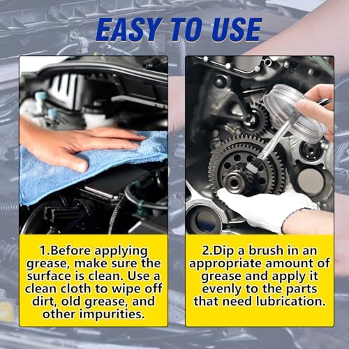 White Lithium Grease 60ml, Multi-Purpose Garage Door Lubricant with Brush, Bike Grease for Hinges, Bearings, Gears,Track Rail, Ideal for Household, Marine, Automotive, Industrial