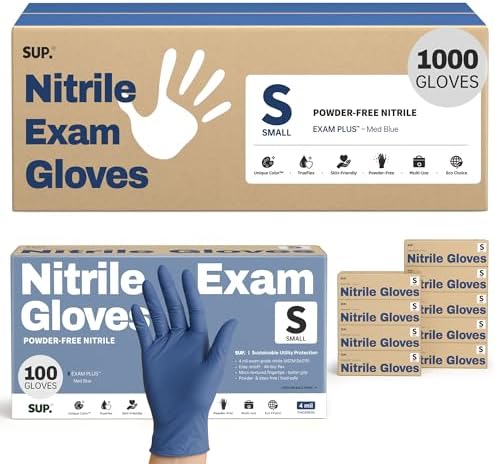 Supmedic SUP Exam Plus® Nitrile Gloves, Powder-Free Disposable Med Blue