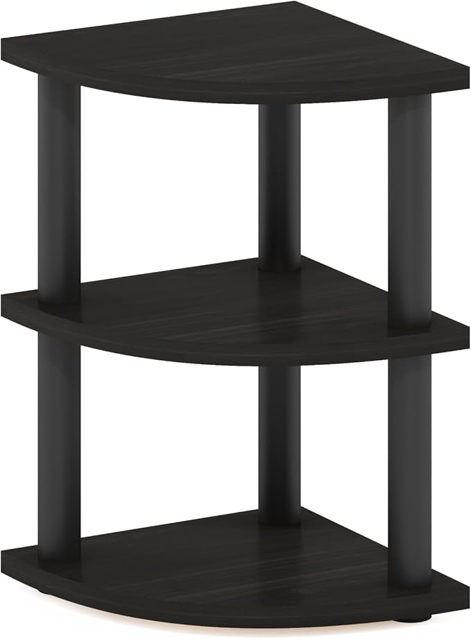 Furinno Turn-N-Tube Kitchen Countertop Organizer, 3-Tier Corner Countertop Organizer Shelf, Corner Shelf, for Kitchen, Pantry, Organizers and Storage, Espresso