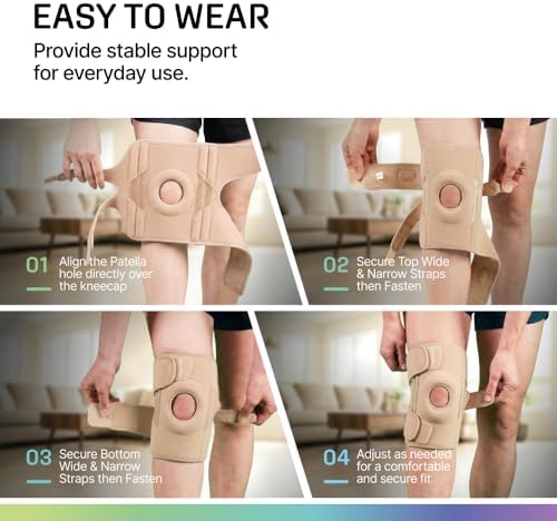 Modvel Knee Brace with Side Stabilizers & Patella Gel Pads for Pain Relief and Joint Support Breathable, Non-Slip Compression Sleeve for Men & Women, Arthritis, Meniscus, ACL Recovery