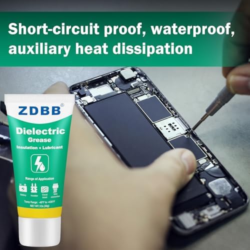 ZDBB Silicone Dielectric Grease for Electrical Connectors, Die Electrical Contact Grease Spark Plug, Battery Terminal, Marine Automotive Waterproof Insulation Protection with Brush 1oz (2pcs)