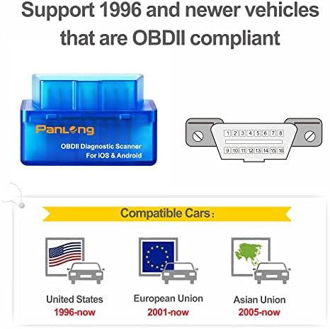 Panlong OBD2 Scanner Bluetooth for iPhone iOS Android OBDII Car Diagnostic Scan Tool Engine Fault Code Reader