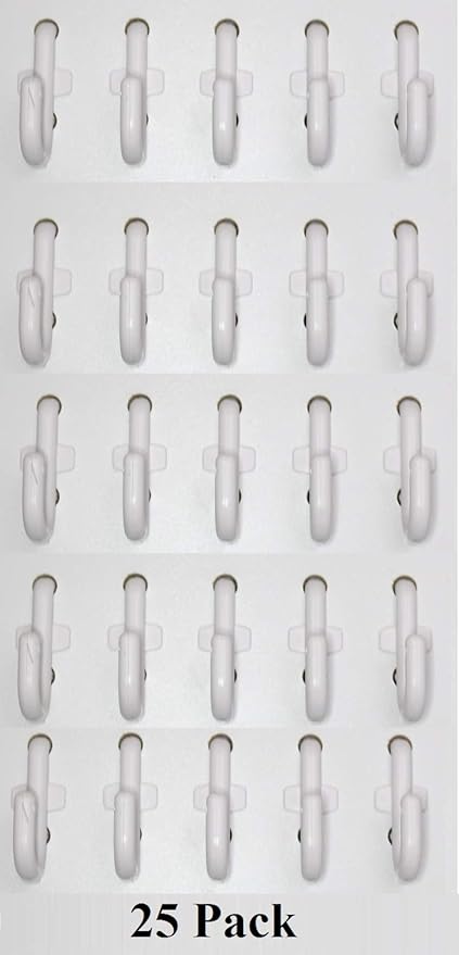 JSP Manufacturing Peg Board Plastic J Hook Style Hooks | Garage Tool Storage Craft Hooks Pegboard Asscessories (25, White)