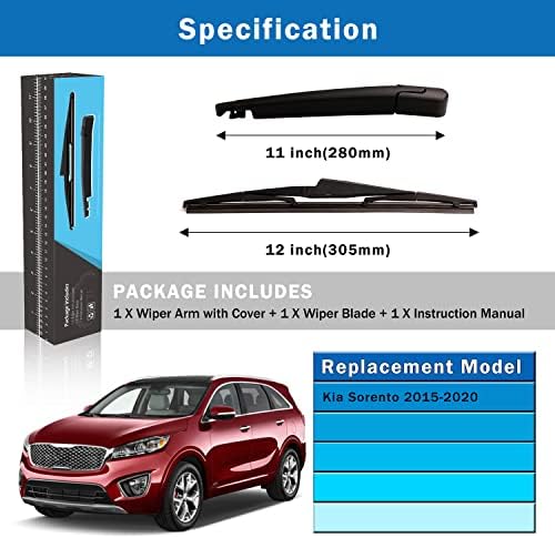 WTI Rear Wiper Arm Blade Set Compatible With Kia Sorento 2015-2020 Rear Windshield Window Wiper Kits Assembly New Replacement Accessories Parts