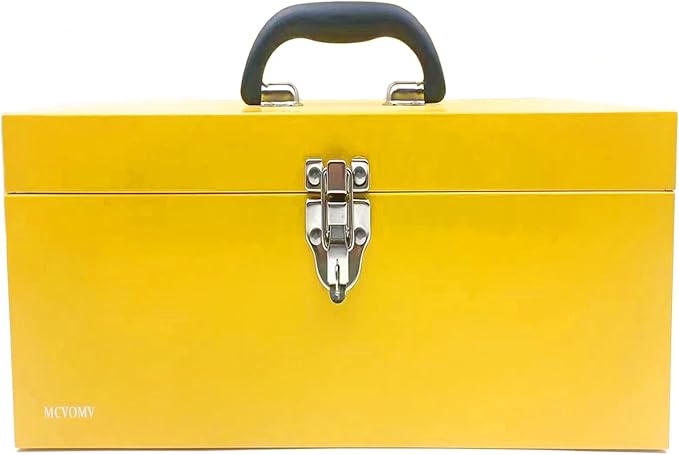 16" Large Tool Box Organizer Portable Metal Toolbox Locking Tool Box Fishing Tackle Box Metal Took box Organizer for Household Warehouse Tools Storage