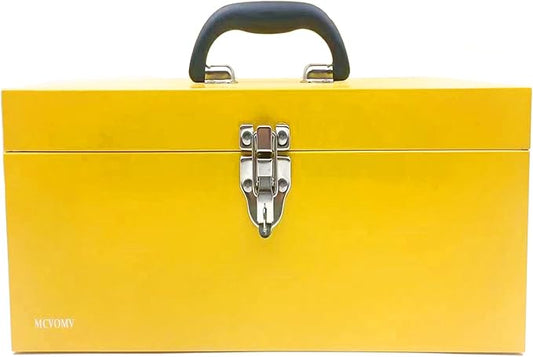 16" Large Tool Box Organizer Portable Metal Toolbox Locking Tool Box Fishing Tackle Box Metal Took box Organizer for Household Warehouse Tools Storage
